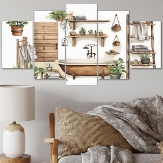 Designart "Natural Bathroom Decor XIII" Bathroom Metal Wall Art Set ...